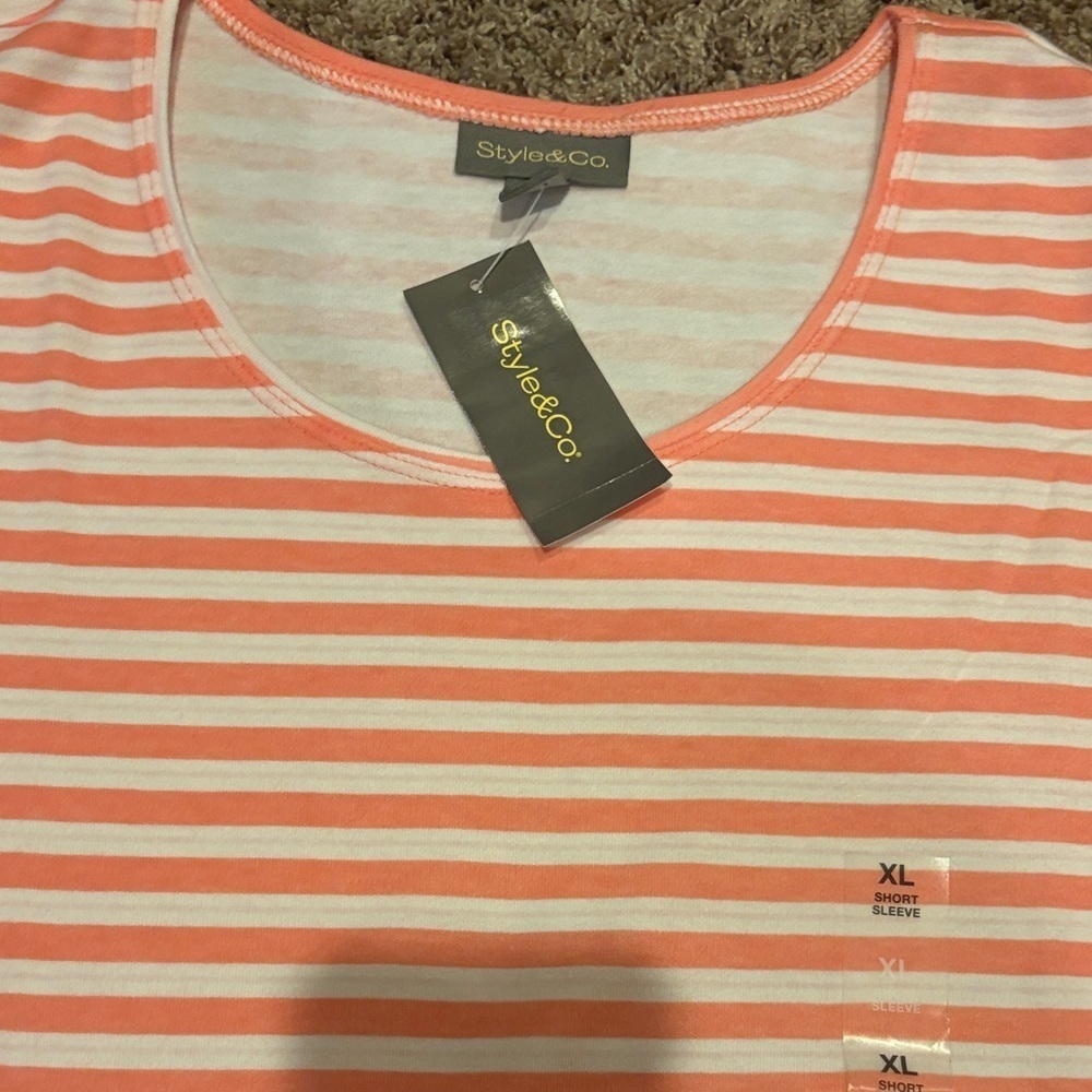 Style & Co. Pink Striped Top - Picture 2 of 2